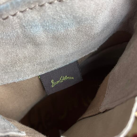 Sam Edelman Women’s 8 Louie Suede Ankle Boots Gray Fringe Block Heel Zip Boho - Picture 5 of 6